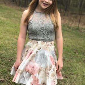 floral 2 piece homecoming dress